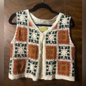 Vintage Crochet Square Vest